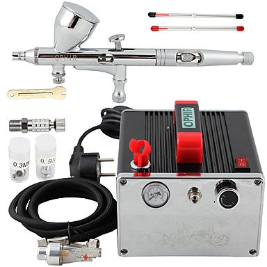 HJLWST OPHIR Pro 0.2mm 0.3mm 0.5mm Dual Action Airbrush Kit & Air Compressor for Nail Art Makeup , 220v