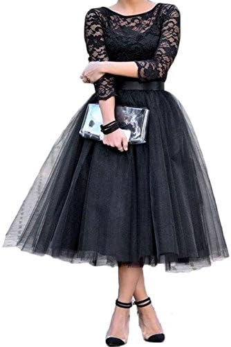 BKSKK Women's Tea Length Tull Skirt Bridal Shower Bridesmaid Dresses Prom Gowns (US 12)