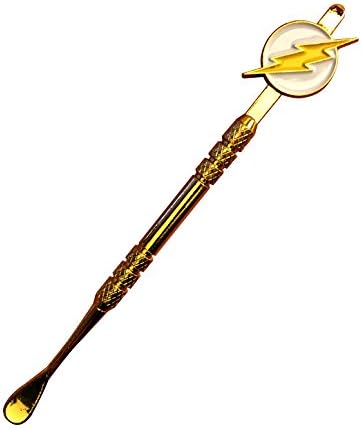 SympleChoices The Flash Golden Lightning Dab Scrape Stainless Steel Tip 4.75inch Dabbing Wax Carving Tool/Flash Symbol Carb Cap dab tool in one