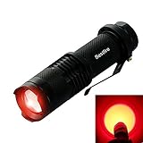 BestFire 100 Yards Super Mini Zoomable 300 Lumens CREE Q5 Green LED 3-Mode AA/14500 Battery Adjustable Focus Zoom Tactical Flashlight Red Hunting Light Cree LED Red Coyote Hog Hunting Light Lamp Torch for Hunting Fishing (Red Light)