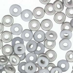 Czech Zeros Mini Flattened Ring Beads O Beads 3.8 X 1 mm Chalk White Labrador Matte 8.1 Gram