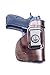 OUTBAGS USA LS2CZ75C (Brown-Right) Full Grain Heavy Leather IWB Conceal Carry Gun Holster for CZ-USA CS75 Compact 9mm. Handcrafted in USA.