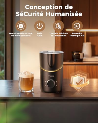 COLDFILL 8-in-1 Electric Milk Frother, Hot and Cold Foam, Dense and Smooth Foam, 400 ml, Anti-Burning Protection, Dishwasher Safe, Removable Stainless Steel