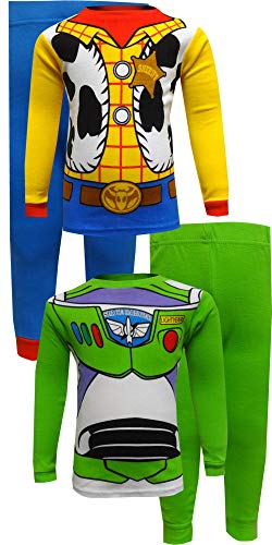Pixar Boys' Little Toy Story Uniform 4-Piece Cotton Pajama Set, Space Rangers and Cowboys, 6