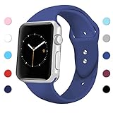 Sport Band for Apple Watch 42mm 38mm, Soft Silicone Sport Strap Replacement Bands for iWatch Apple Watch Series 3, Series 2, Series 1 42mm Blue Large
