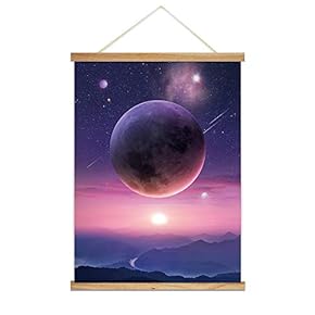 Hanging Poster Wooden Framed Star Night Theme Home Wall Canvas Prints Ready to Hang - 18"x24" inches