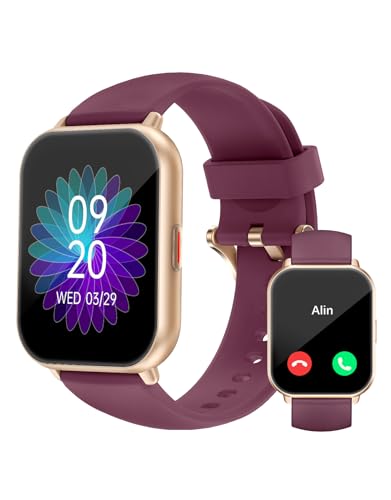 RUIMEN Smartwatch with Calls, Smart Watch Receive Call and Voice Assistant, Smartwatch Woman Man with Pedometer Blood Oxygen Waterproof IP68 100+ Sports Modes