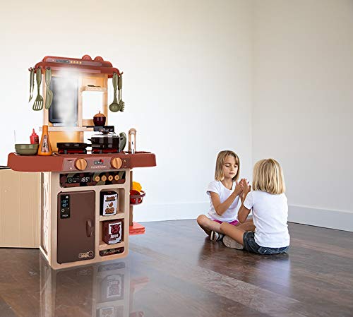 ISO TRADE Kinderküche Spielküche Zubehör Funktion Wasserhahn Kaltdampf 42 Elemente 9569, Farbe:Braun – Bild 4
