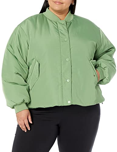 AMAZON ESSENTIALS WOMEN’S RELAXED-FIT RECYCLED POLYESTER PADDED CROPPED BOMBER JACKET (AVAILABLE IN PLUS SIZE) (PREVIOUSLY AMAZON AWARE), SAGE GREEN, 3X