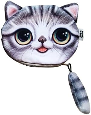 Cat Head Wallet, ABCmall Cute 3D Cat Face Tail Zipper Closure Bag Coin Purse Case
