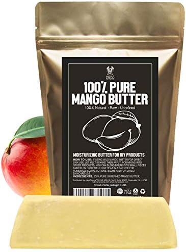 Raw, Unrefined Mango Butter Bar, 8 oz - Amazing Moisturizer, Use Alone or in DIY Body Butters, Soaps, Lotions and lip balm - Natural, Pure and Fresh (USA)