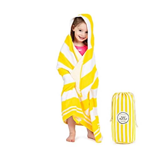 Premium Hooded Beach Towel for Kids Aged 310 Drawstring Carry Bag