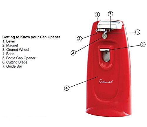 Continental Electric CP42265 Can Opener, Tall, Red - Thumbnail 2
