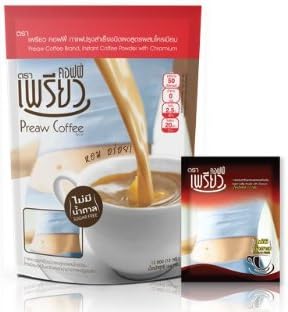 Preaw Coffee : Coffee Instant Powder 3in1 Reduces Appetite Sugar 0% 12g x 12 Sachets