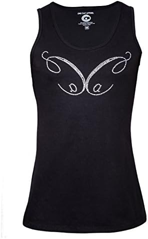 One Cult apparel Women's Butterfly Logo Rhinestone Tank Top