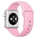 Teslasz Apple Watch Band,Soft Silicone Replacement Sport Wristbands Straps for Apple Watch (Shiny Pink 38 MM)