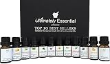 Ultimately Essential Oils Top 10 Gift Set 10/10ml 2 Empty to Blend - Highest Quality 100% Pure Therapeutic Frankincense Clary Sage Lavender Peppermint Rosemary Tea Tree Eucalyptus Lemon Orange Oregano