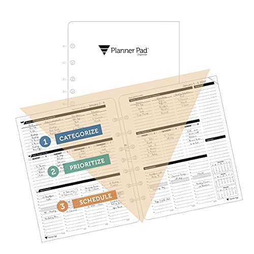 Planner Pad Loose Leaf 3Tier Funnel Down Organizer, January 2022 Start