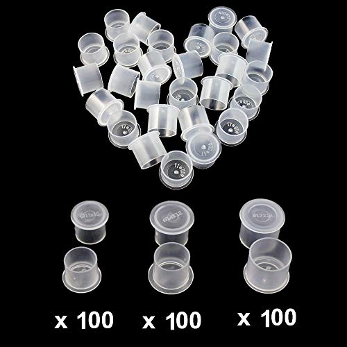 Tattoo Ink Caps - Autdor 300pcs Mixed Tattoo Ink Cups with Base White Mixed Sizes Pigment Cups #11 Small #14 Medium #17 Large for Tattooing, Tattoo Ink, Tattoo Supplies, Tattoo Kits - Thumbnail 5