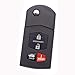 WBOY 4 Button Remote Key Flip Replacement Uncut Blade Shell Fob Case Compatible With Mazda 3 5 6 RX8 CX7 CX9 No Chips