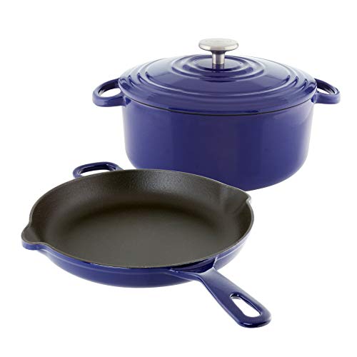 Chantal Enameled Cast Iron Cookware, 3 pc Set, Cobalt Blue Pricepulse