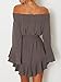 VintageRose Womens Off Shoulder Flared Drop Hem Tied Casual Dress, A-dark Grey, Small
