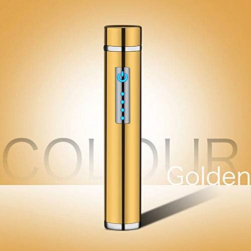New Mini Dual Arc Lighter USB Rechargeable Windproof Electric X Plasma Lighter Gift (Gold Color)