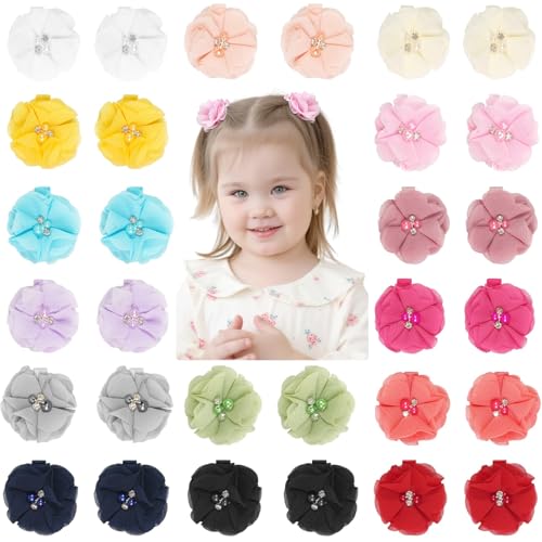 Chiffon Flower Hair Bows Clips