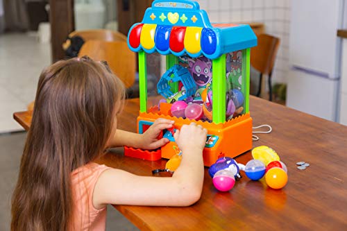 JOYIN Mini Claw Machine Toy Candy Grabber & Prize Dispenser Vending Machine Toy Grabber Arcade Game with 10 Plush Characters and 8 Capsules