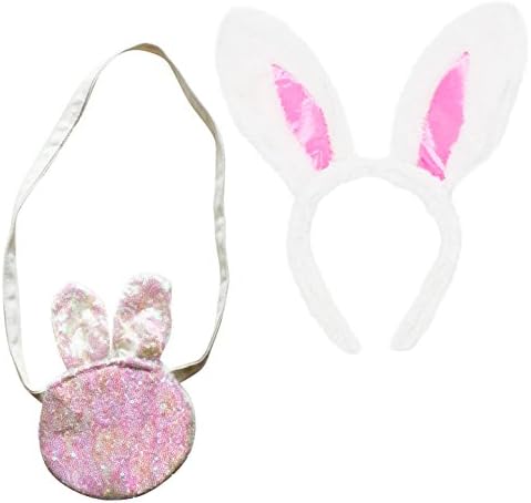 Plush Easter Bunny Purse and Bunny Ears For Little Girl (All Sequins)