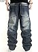 Cameinic Men's Casual Hip-hop Baggy Solid Denim Jeans Pant Loose Trouser Deep Blue