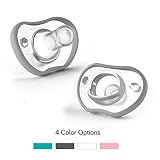 Nanobebe Pacifiers 3+ Month - Orthodontic, Curves Comfortably with Face Contour, Award Winning for Breastfeeding Babies, 100% Silicon - BPA Free. Perfect Baby Registry Gift 2pk, Grey