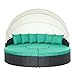 Modway Quest Wicker Rattan Outdoor Patio Canopy Sectional Daybed in Espresso Turquoise