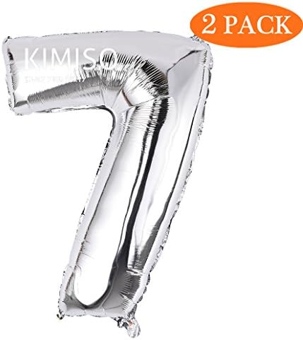 Number Balloons, 2 Pcs 40 Inch Silver Number Balloons for Birthday Decorations Party Supplies (Number 7)