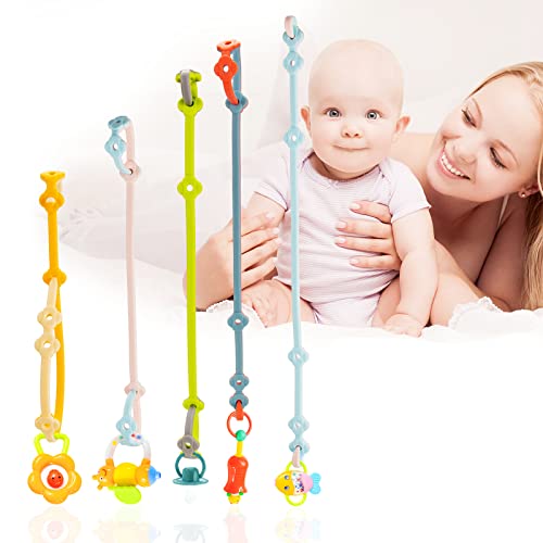 Toy Safety Straps 5PK Stretchable Silicone Pacifier Clips Baby Toddler