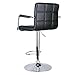 Leopard Square Back Adjustable Bar Stools with armrest,Swivel Bar Stool Set of 2, Black