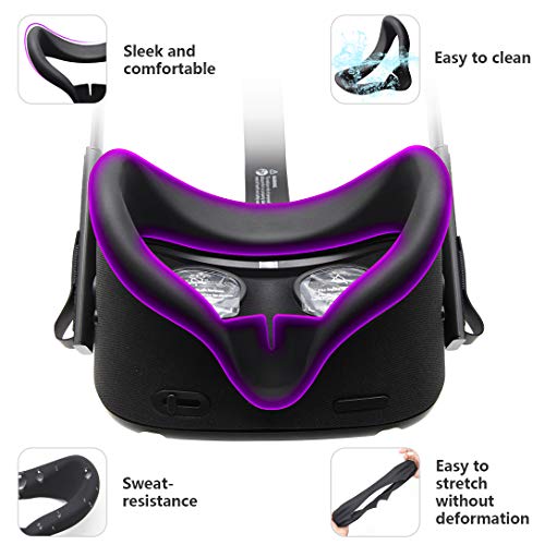 Accessories Bundle for Oculus Quest, Kit with Silicone Mask Pad Cover, Controller Knuckle Grip Strap, One-Side Headphones and Cable Clip Organizer for Oculus Quest - Thumbnail 2