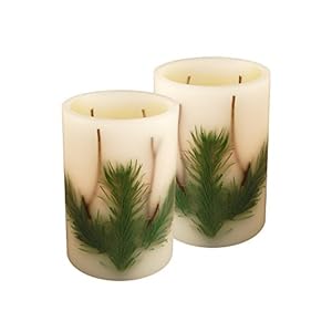 Lumabase Battery Operated Wax LED Candle, Pine Needle