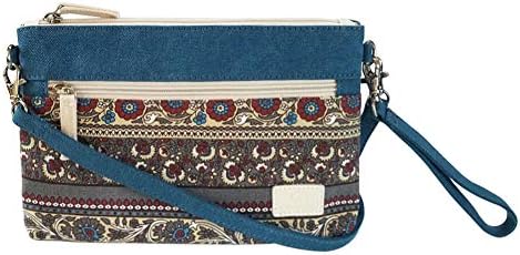 Floral Crossbody Wristlet PParth Canvas Lightweight Dual-strap Purse Handbag for Women