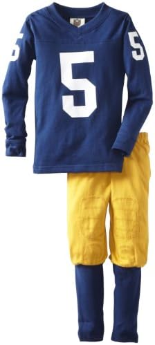 Wes and Willy Little Boys' No.5 Football 2 Piece Pajama Set, ND Navy, 4