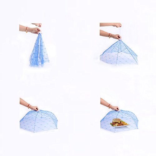 Zantado (4 Pack) Pop –Up Mesh Screen Food Cover Tent Umbrella, Reusable and Collasible Outdoor Picnic Food Covers Mesh, Screen Tents Protectors For Bugs, Fruit From Flies, BBQ.