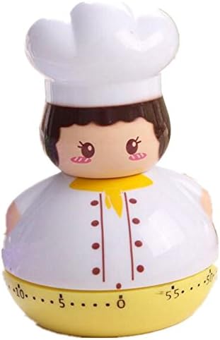 Lucky Beth 60 mins Cute Fat Chef Shape Mechanical Kitchen Timer Cooking Count Down