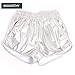 MAKARTHY Women's Metallic Shorts Elastic Waist Shiny Sparkly Rave Pants (X-Large, Silver)