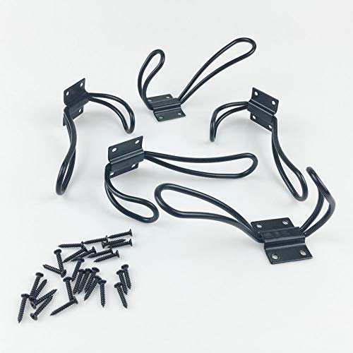 10 Pack Rustic Coat Hooks with 50Pcs Metal Screws, Double Big Vintage Wall Mounted Hangers Set, Coat Rack Bathroom Towel Hanger, Perfect Decorative Entryway Hanging Hooks, Black