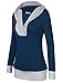 Hooded Tunic Sweatshirt,Timeson Womens Long Sleeve Shawl Collar Sport 2-in-1 Knitted Panel Hooded Casual (Small, Navy)
