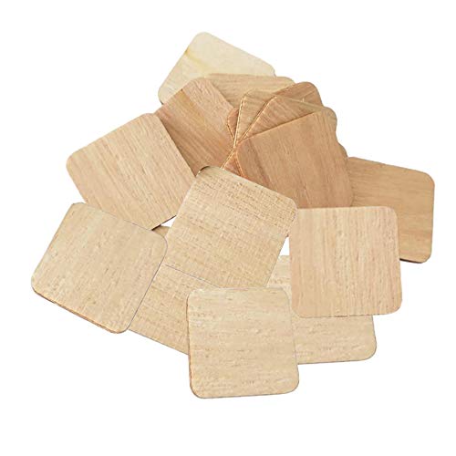 Sweieoni Holzscheiben 150 Stück Holz Quadrate Scheiben Baumscheiben Holzplättchen Holz-Quadrate Holzplättchen zum… – Bild 5