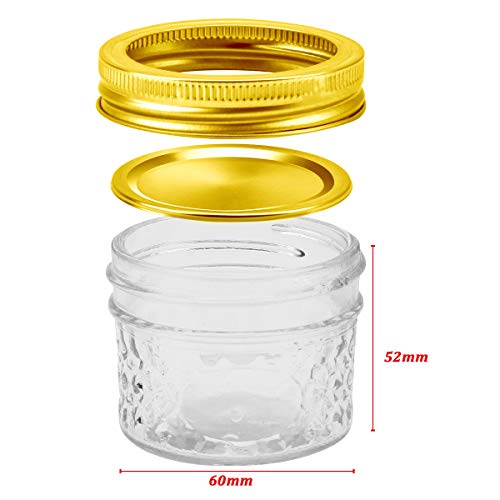 VERONES Mason Jars Canning Jars, 4 OZ Jelly Jars With Regular Lids and Bands, Ideal for Jam, Honey, Wedding Favors, Shower Favors, Baby Foods, DIY Magnetic Spice Jars, 40 PACK