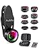 Aubllo for iPhone Lens-9 in 1 Cell Phone Lens Kit Zoom Telephoto Lens 198 Fisheye Lens 0.36 Wide Angle Lens 0.63X Wide Angle Lens 20X Macro Lens 15X Macro Lens CPL Kaleidoscope Lens Starburst Lens