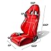 Honda Civic/Acura Integra DB DC Pair of PVC Faux Leather Racing Seats (Red)+Seat Bracket+4-Point Camlock Black Belt