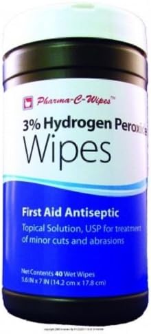 3% Hydrogen Peroxide Wipes-Size: 5.6" x 7" wipe Quantity: 40 wipes - UOM = Each 1